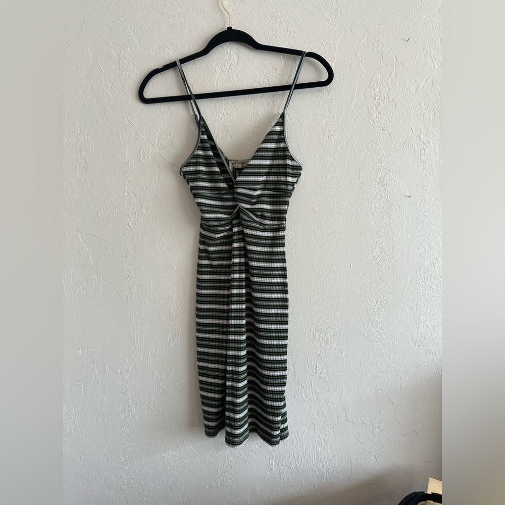 Bear Dance Green striped knit mini dress